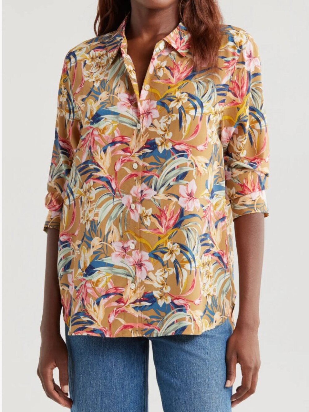 Tommy Bahama Flora Amora Button-Up Silk Shirt L